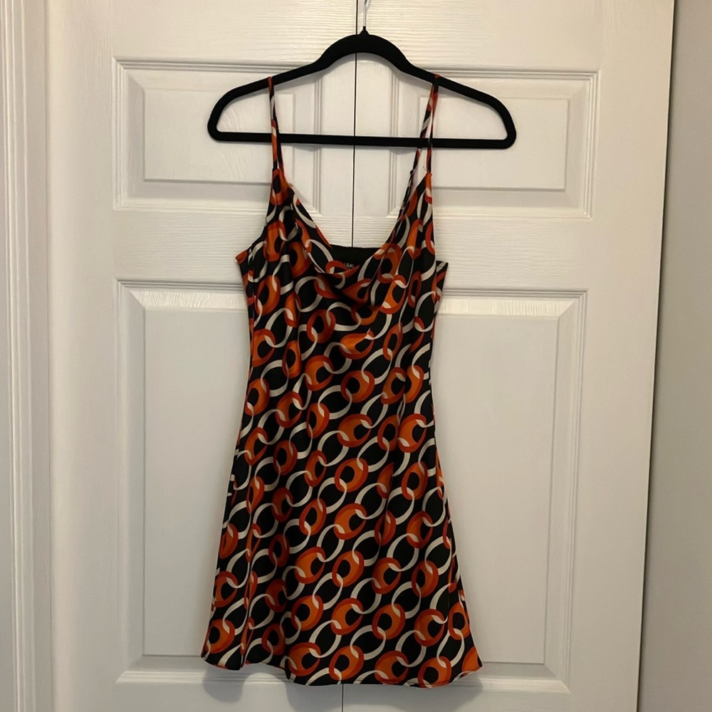 Geometric Patterned Orange Dress